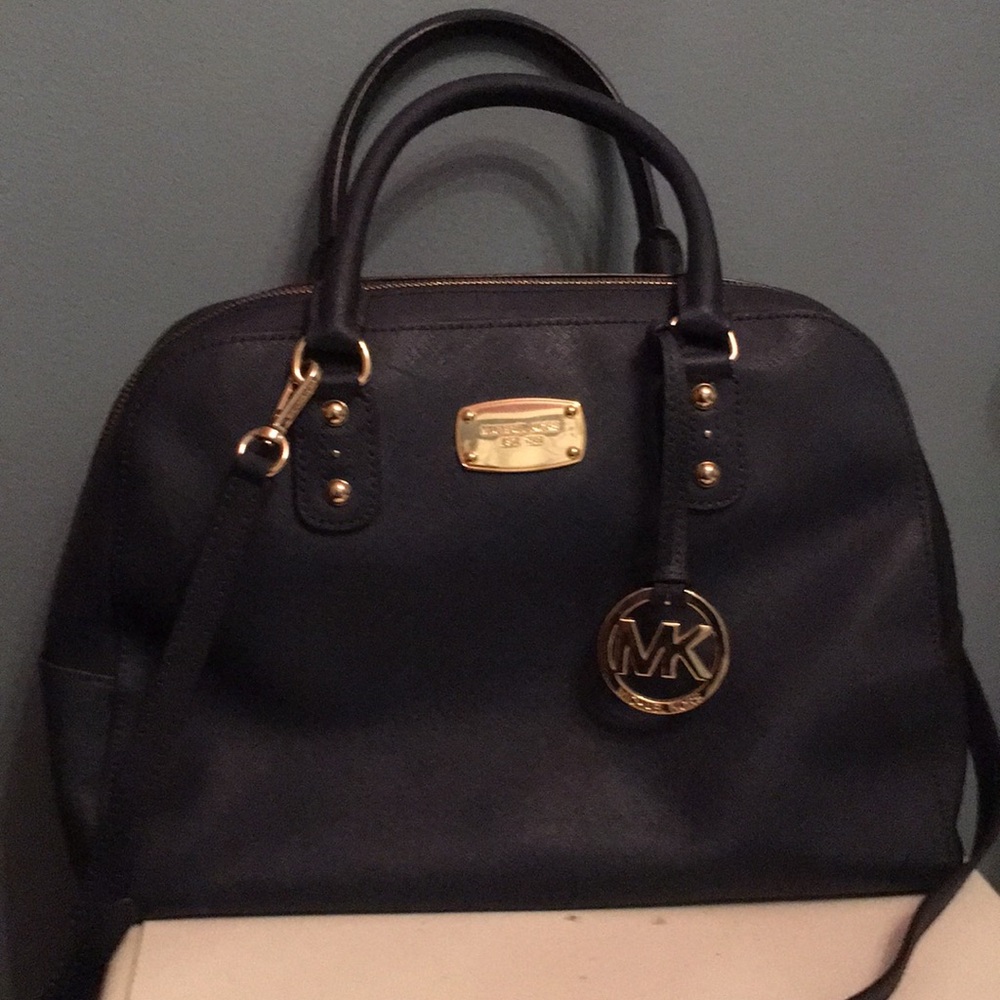 Michael Kors blue saffiano leather satchel